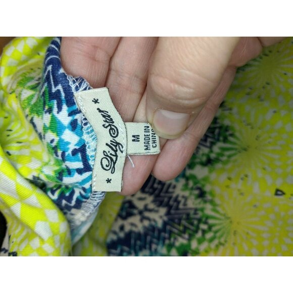 Lily Star Size M Medium Maxi Skirt Blue Green Yellow Long Modest - Picture 4 of 6
